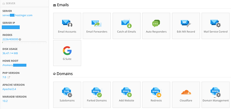 Hostinger Control Panel