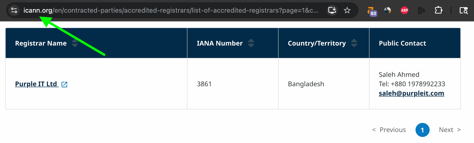 ExonHost ICANN accredited domain registrar