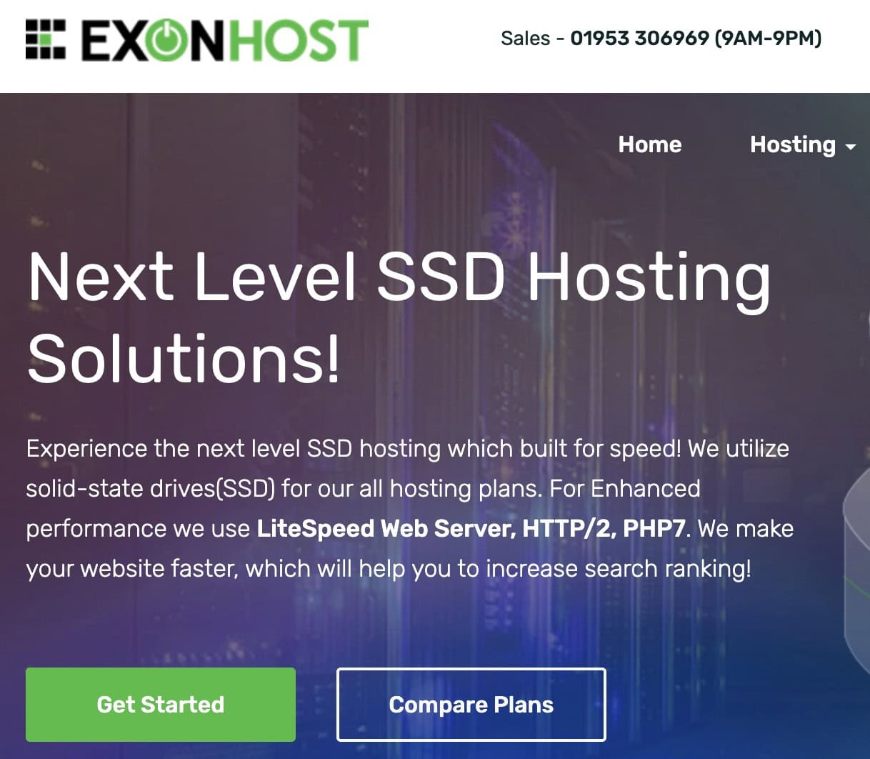 ExonHost SSD Hosting - Homepage