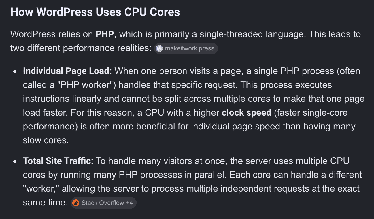 How WordPress Uses CPU Cores