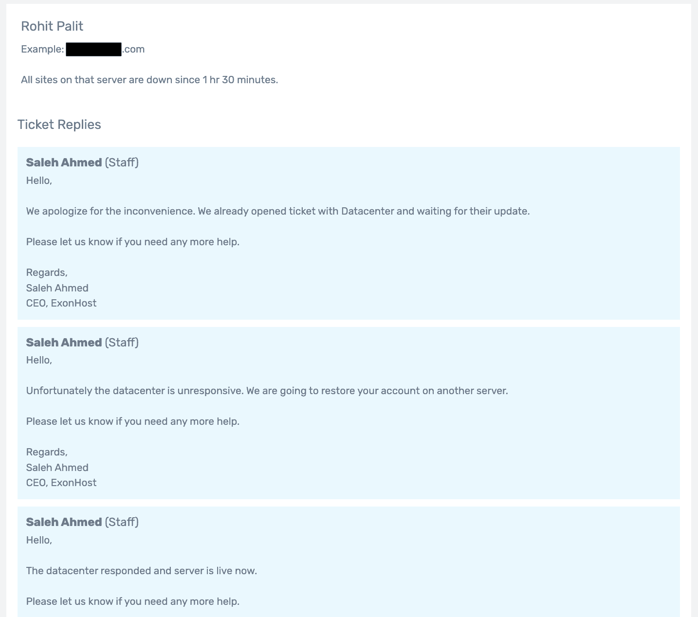 Saleh Ahmed is very quick and helpful